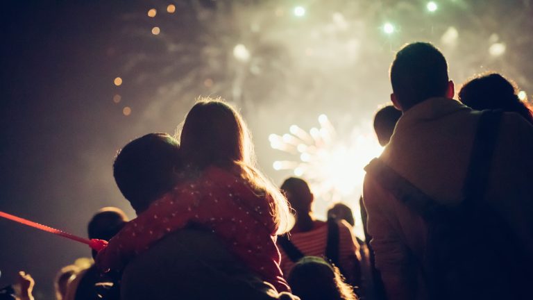 Family Watching Fireworks