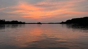 Peach Sunset Over the Lake