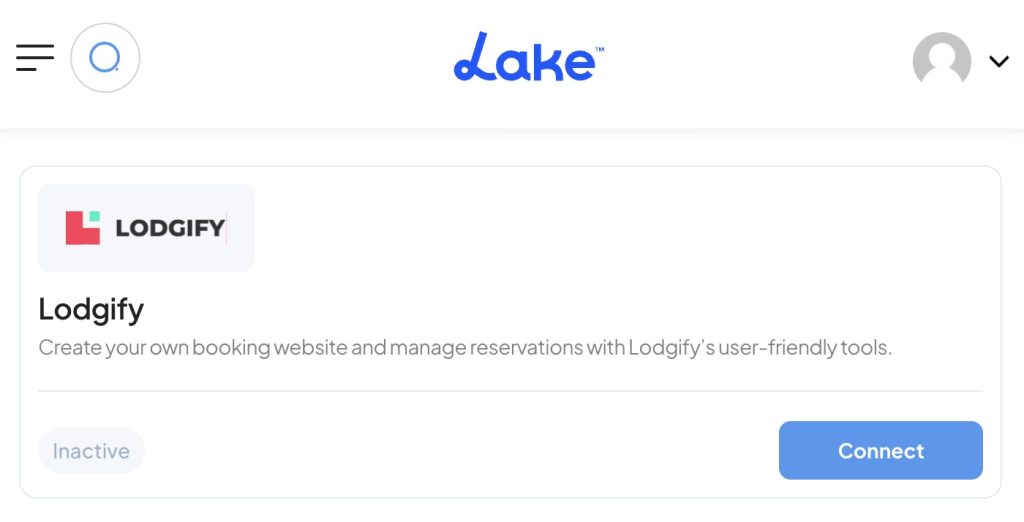 Lodgify's app on Lake.com Connections