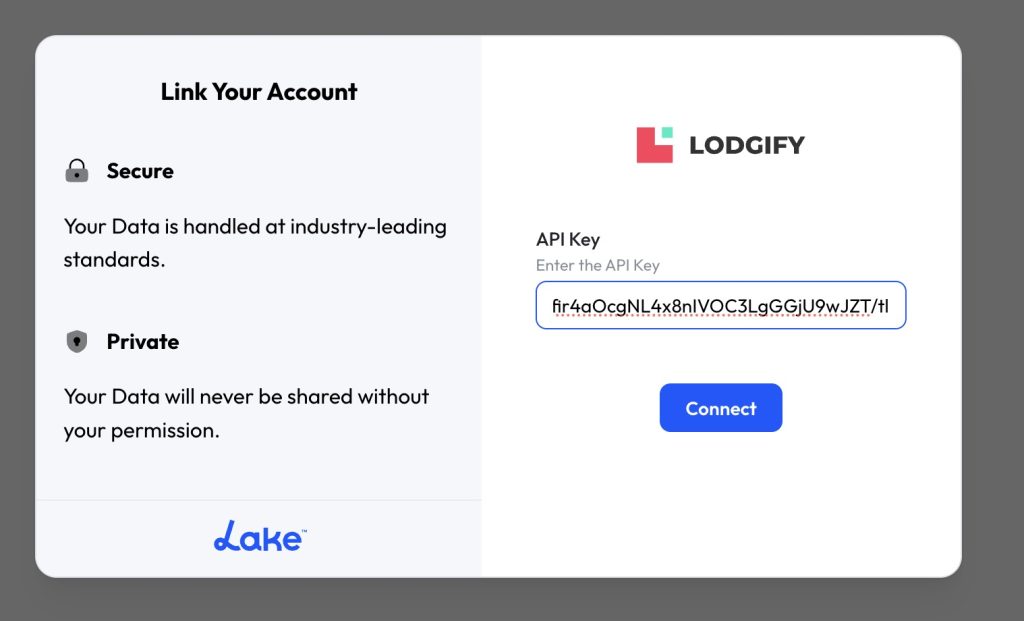 Enter your API key provided by Lodgify.