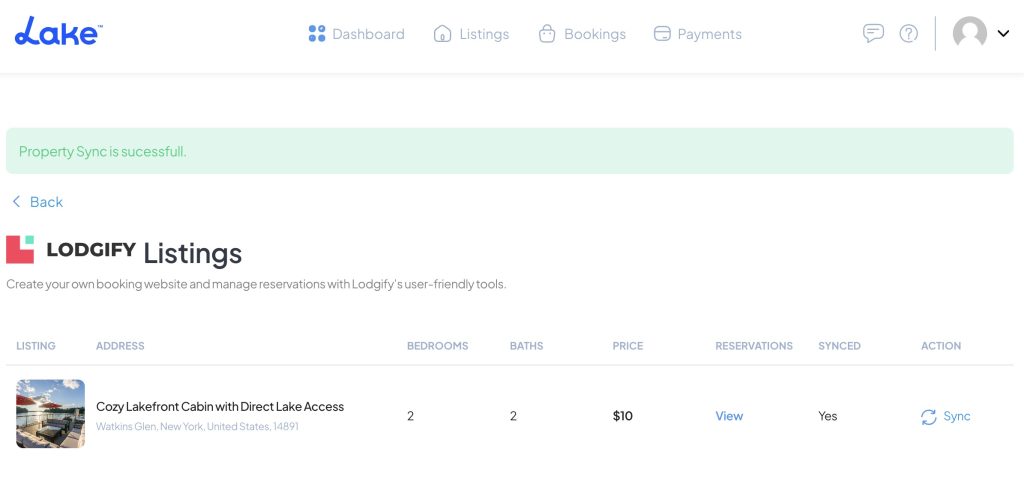 Lodgify property sync is successful