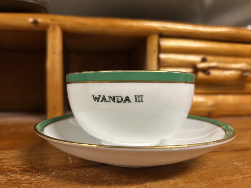 Wanda III china teacup and saucer at Muskoka Discovery Centre in Gravenhurst