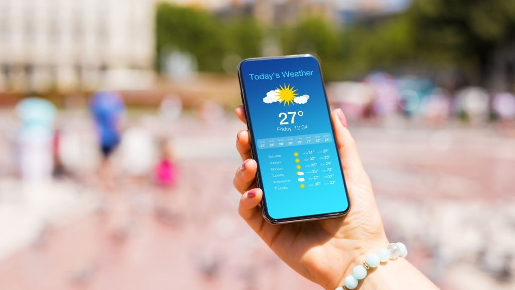Checking the weather on an app