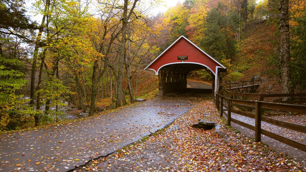Covered Bridge in New Hampshire in autumn