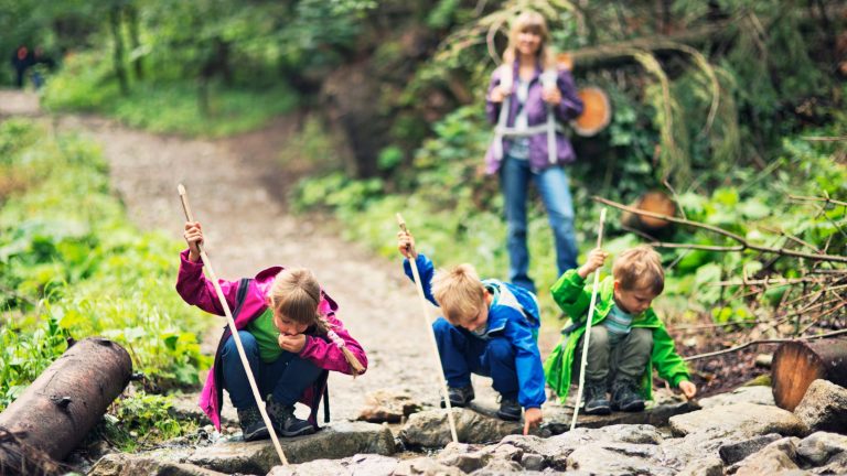 Kids Event - Stopping at Stream in Woods