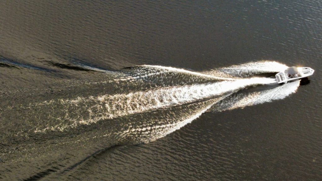 Drone Photo Motor Boat Lake Joseph