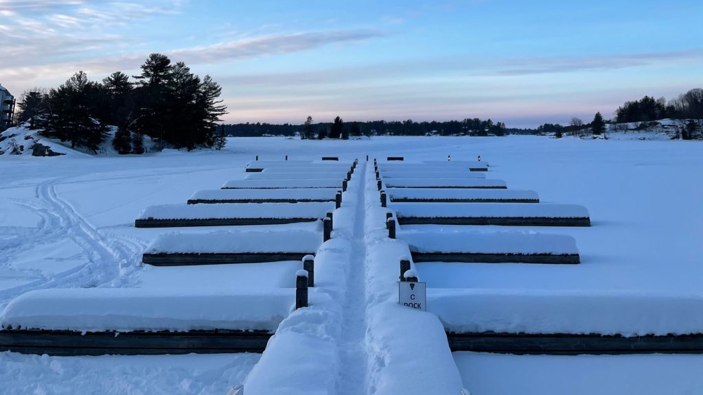 Snowmobile Tracks Muskoka Warf