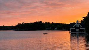 Sunset Behind Boathouse Muskoka Bay