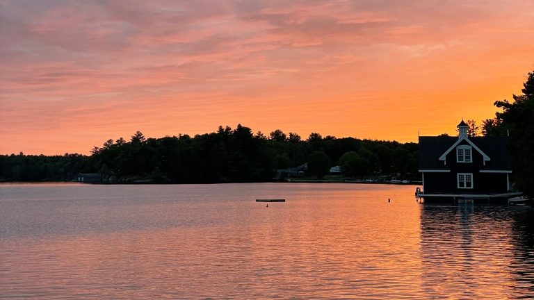 Sunset Behind Boathouse Muskoka Bay