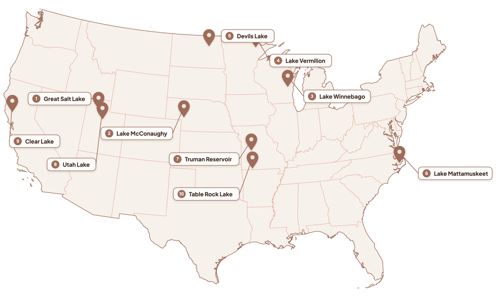 dirtiest lakes pin map selection