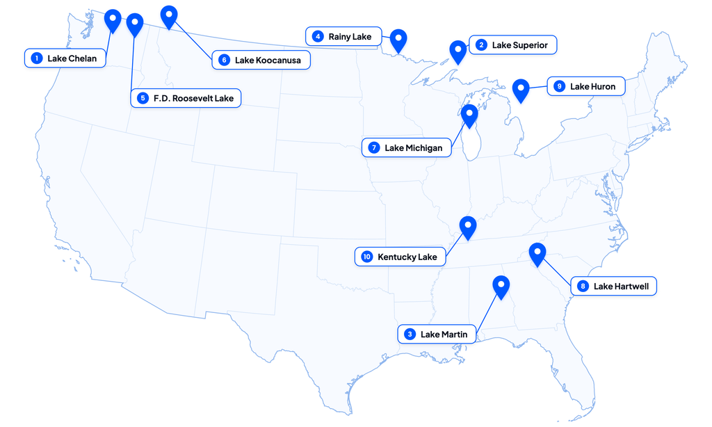 cleanest lakes pin map selection